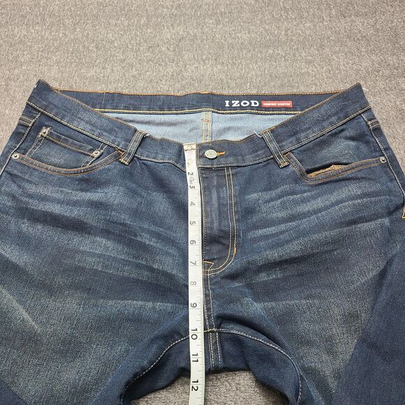 Izod Jeans Mens 40x32 Blue Comfort Slim Straight Stretch Denim Classic Fit Pants - Picture 3 of 9